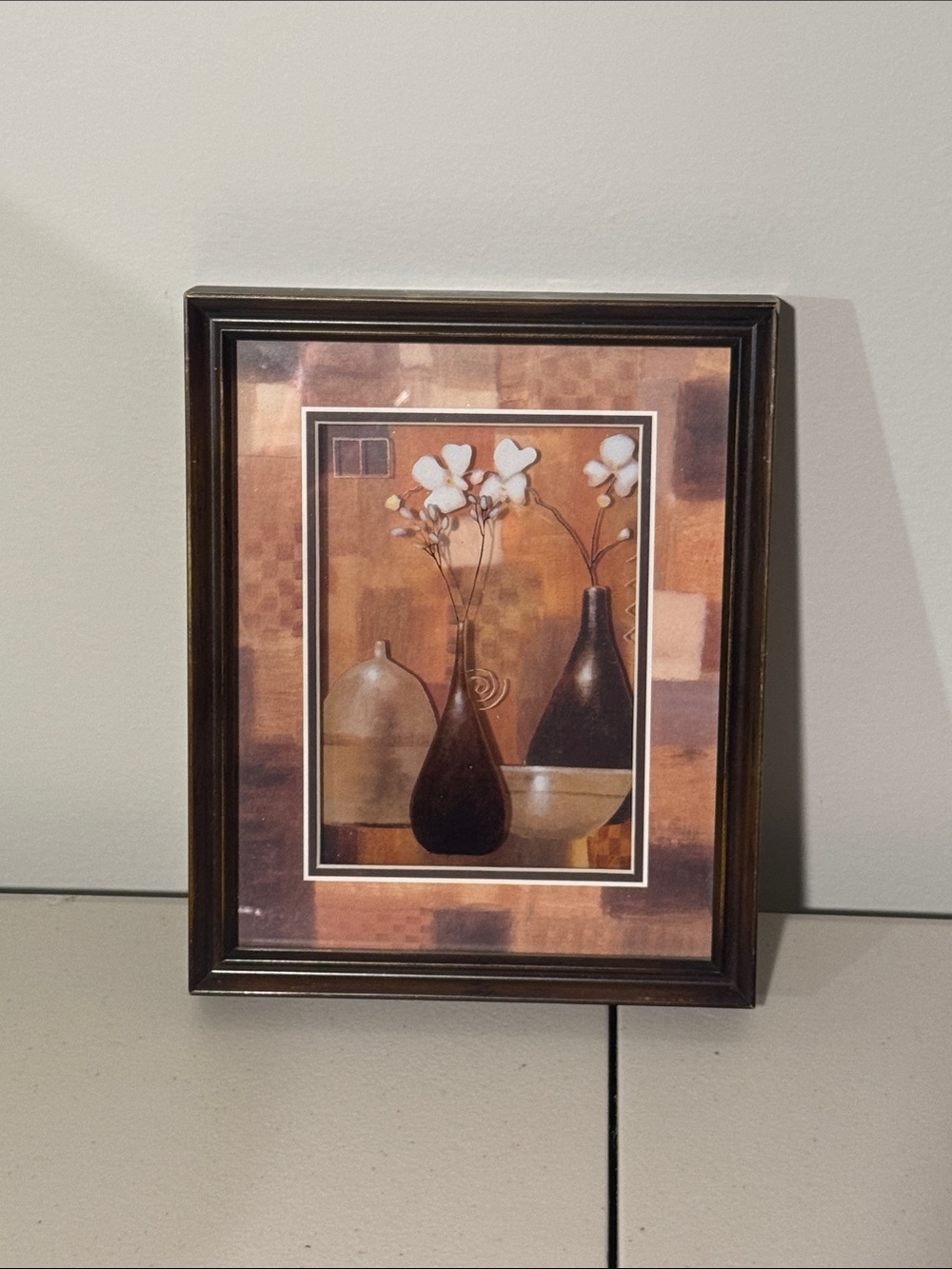 Framed Still Life Wall Art in Brown and Cream